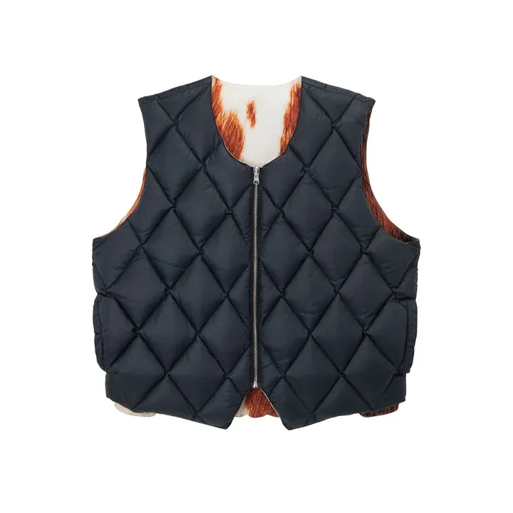 REVERSIBLE QUILTED VEST / STUSSY / COWHIDE