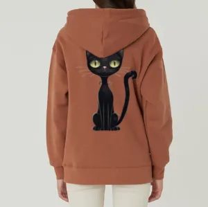 S-6XL Domestic Produced Special Napping Black Cat (for men and women) Hood Zip-Up Plus Size