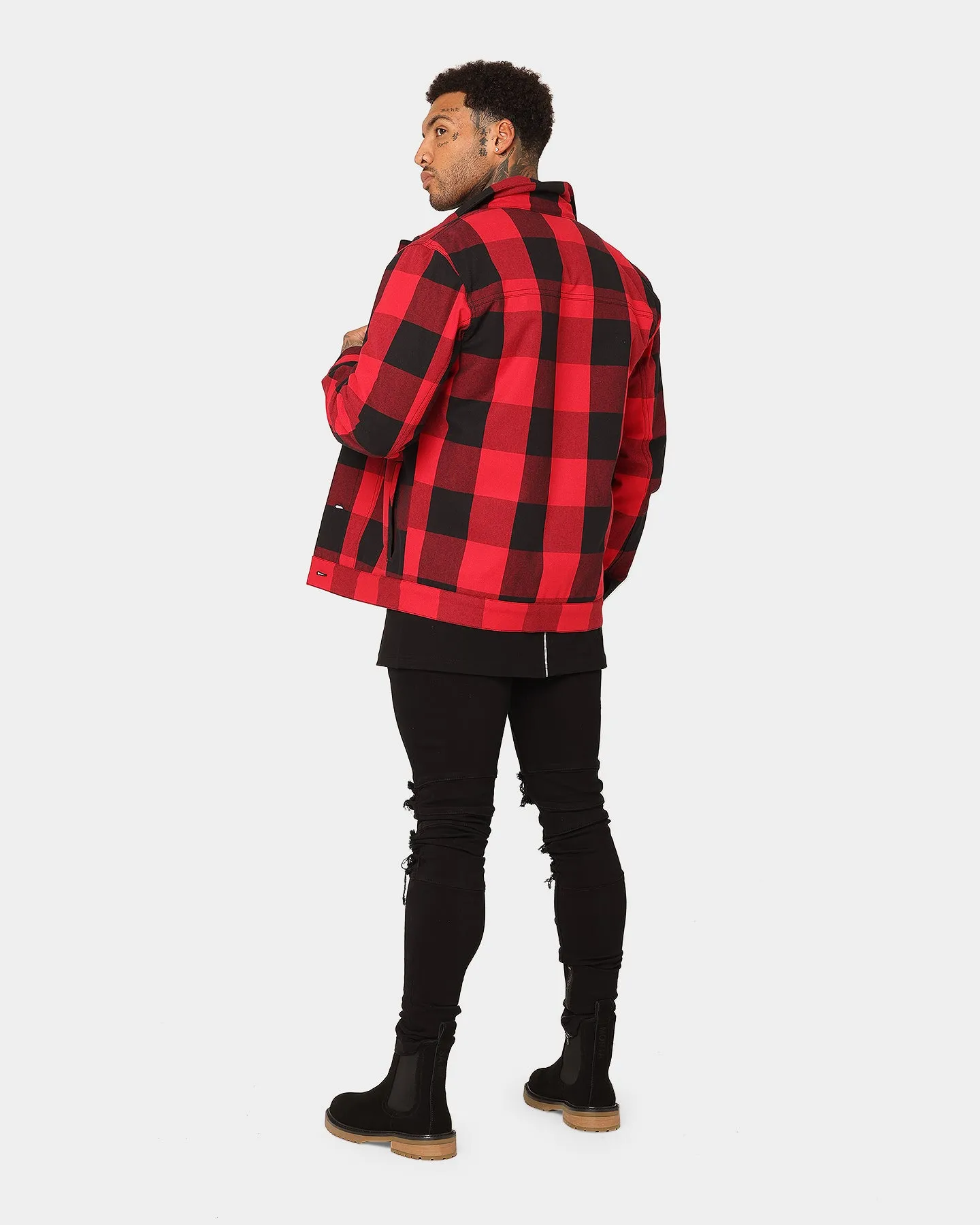 Saint Morta Checks Sherpa Jacket Black/Red