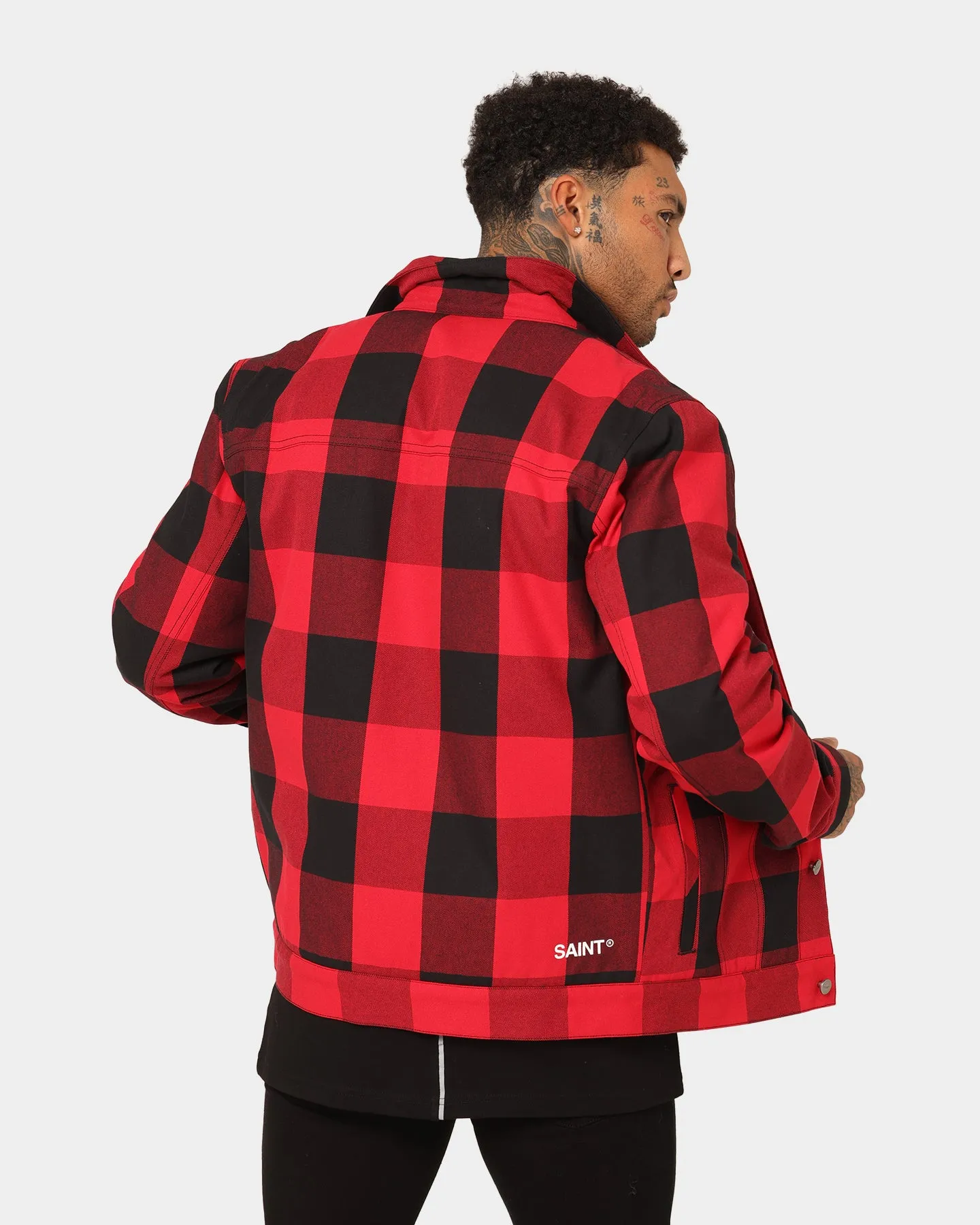 Saint Morta Checks Sherpa Jacket Black/Red