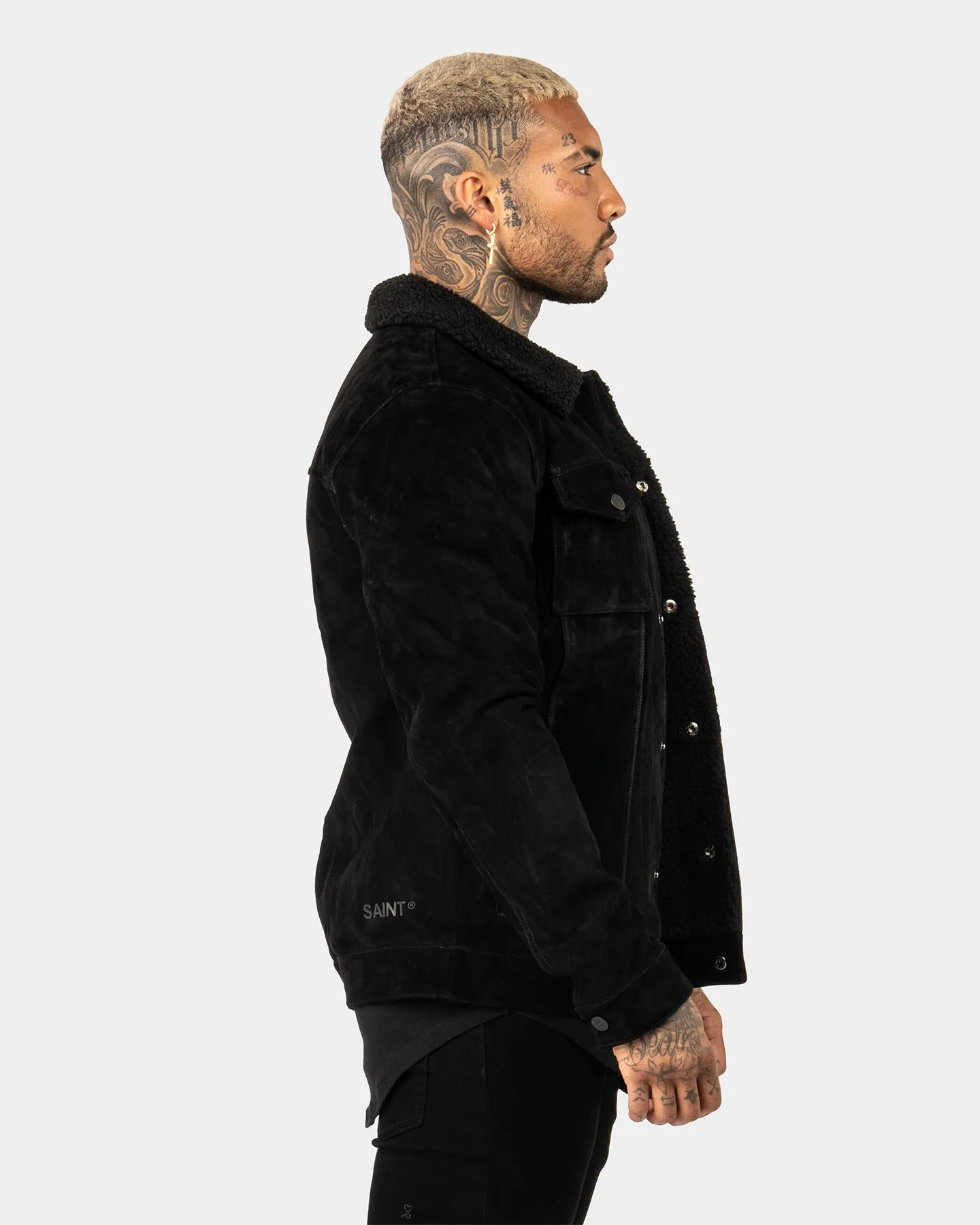 Saint Morta Suede Sherpa Jacket Black