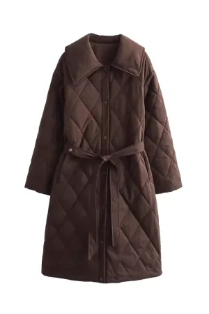 'Samantha' Diamond Quilted Button-down Coat (3 Colors)