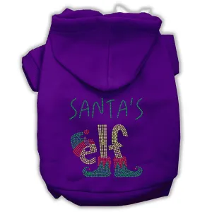 Santa's Elf Rhinestone Dog Hoodie Purple M (12)