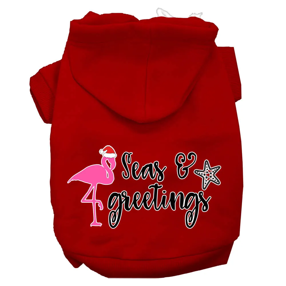 Seas And Greetings Screen Print Dog Hoodie Red M