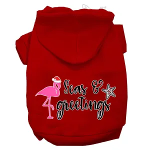 Seas And Greetings Screen Print Dog Hoodie Red M