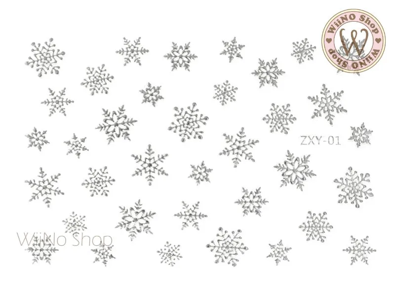 Silver Snowflake Adhesive Nail Art Sticker - 1 pc (ZXY-01)