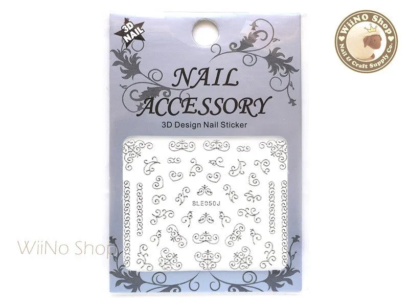 Silver Vector Pattern Adhesive Nail Sticker Nail Art - 1 pc (BLE050JS)