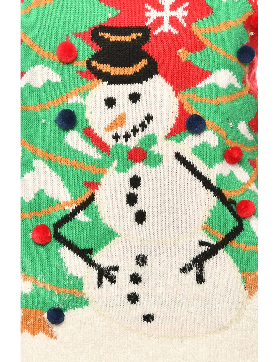 Snowman Design Multi-Colour Christmas Jumper - XL