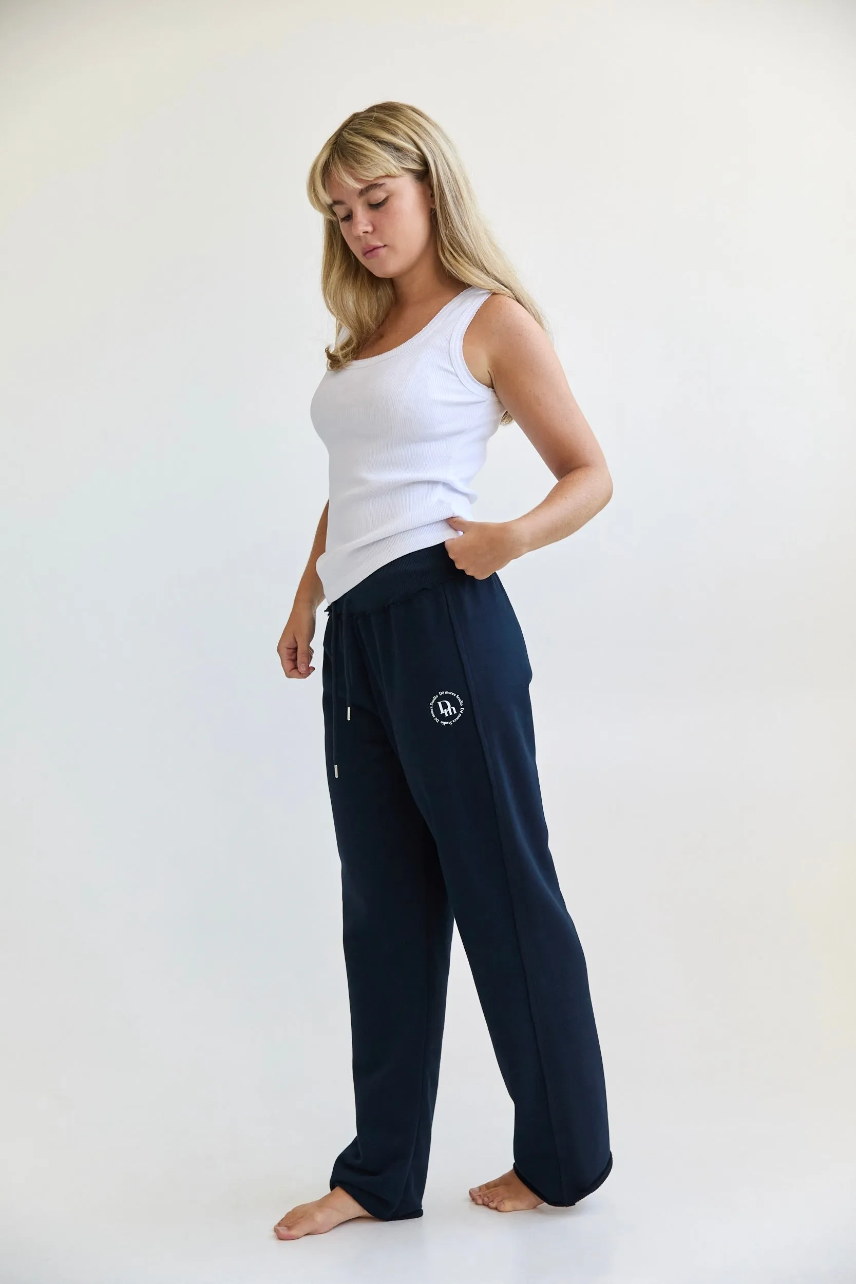 Straight Leg Sweatpants -  navy