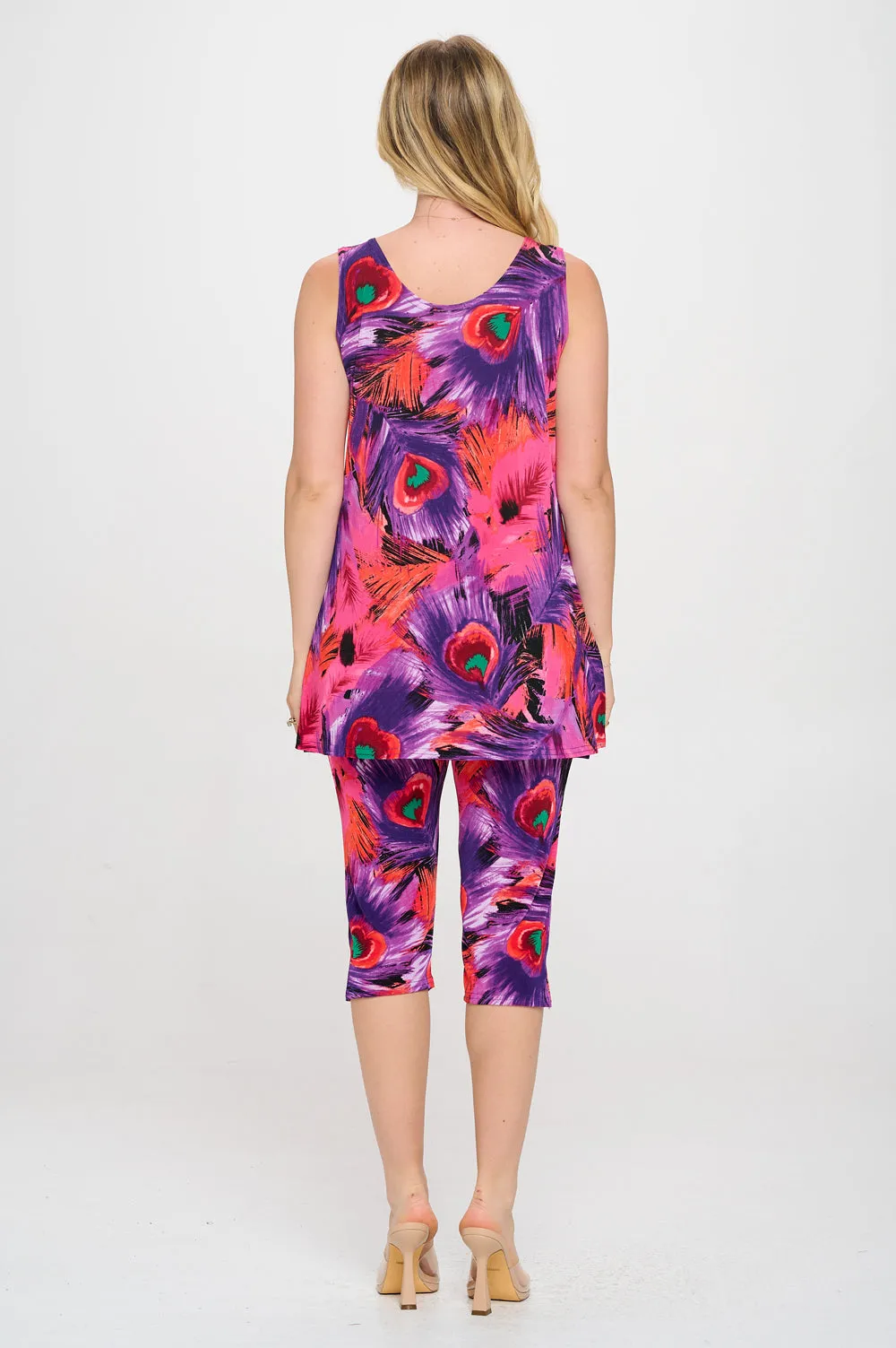 Stretchy Tank Capri Pant Set Print-9002BN-TRP1-W438