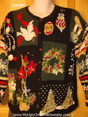 Tacky Christmas Sweater with 80s Style Padded Shoulders (f1314)