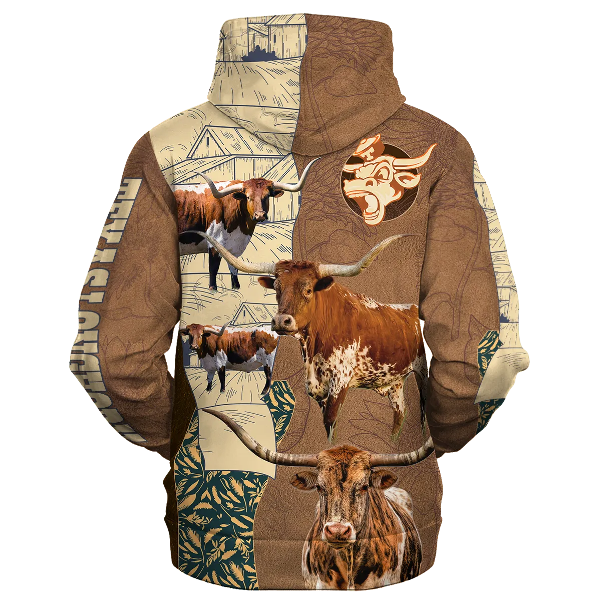 Texas Longhorn In Barley Farm Hoodie, Texas Longhorn Hoodie 3D Print