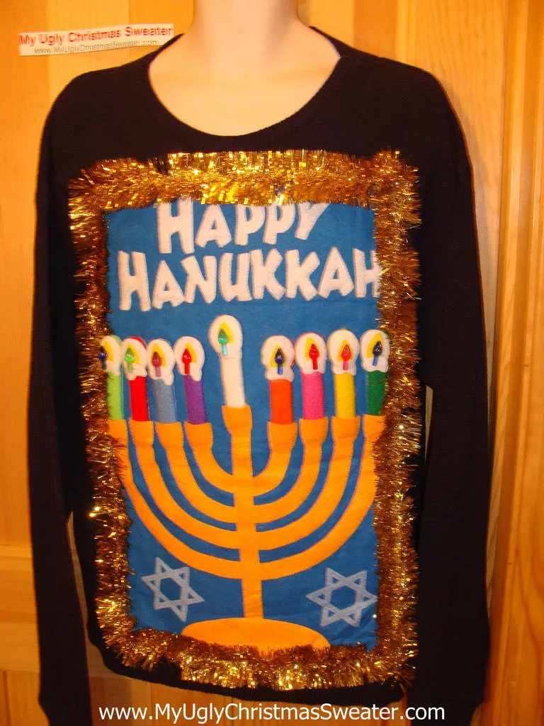 Ugly Christmas Sweater Party Hanukkah Sweater (j85)