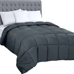 Utopia Bedding All Season 250 GSM Comforter - Soft Down Alternative Comforter - Plush Siliconized Fiberfill Duvet Insert - Box Stitched (Full/Queen, Gray)