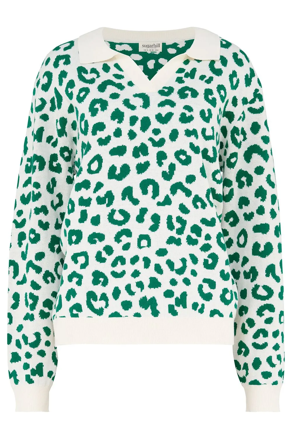 VALENTINA COLLARED JUMPER (GREEN LEOPARD)