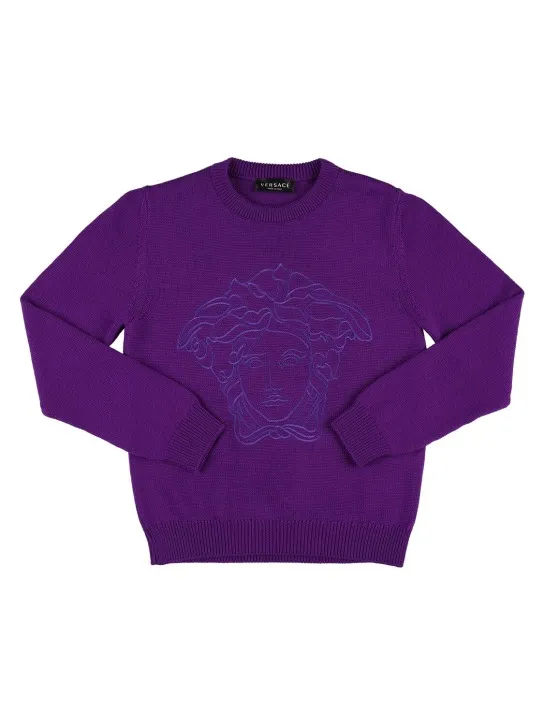 Versace   Medusa embroidery wool sweater 