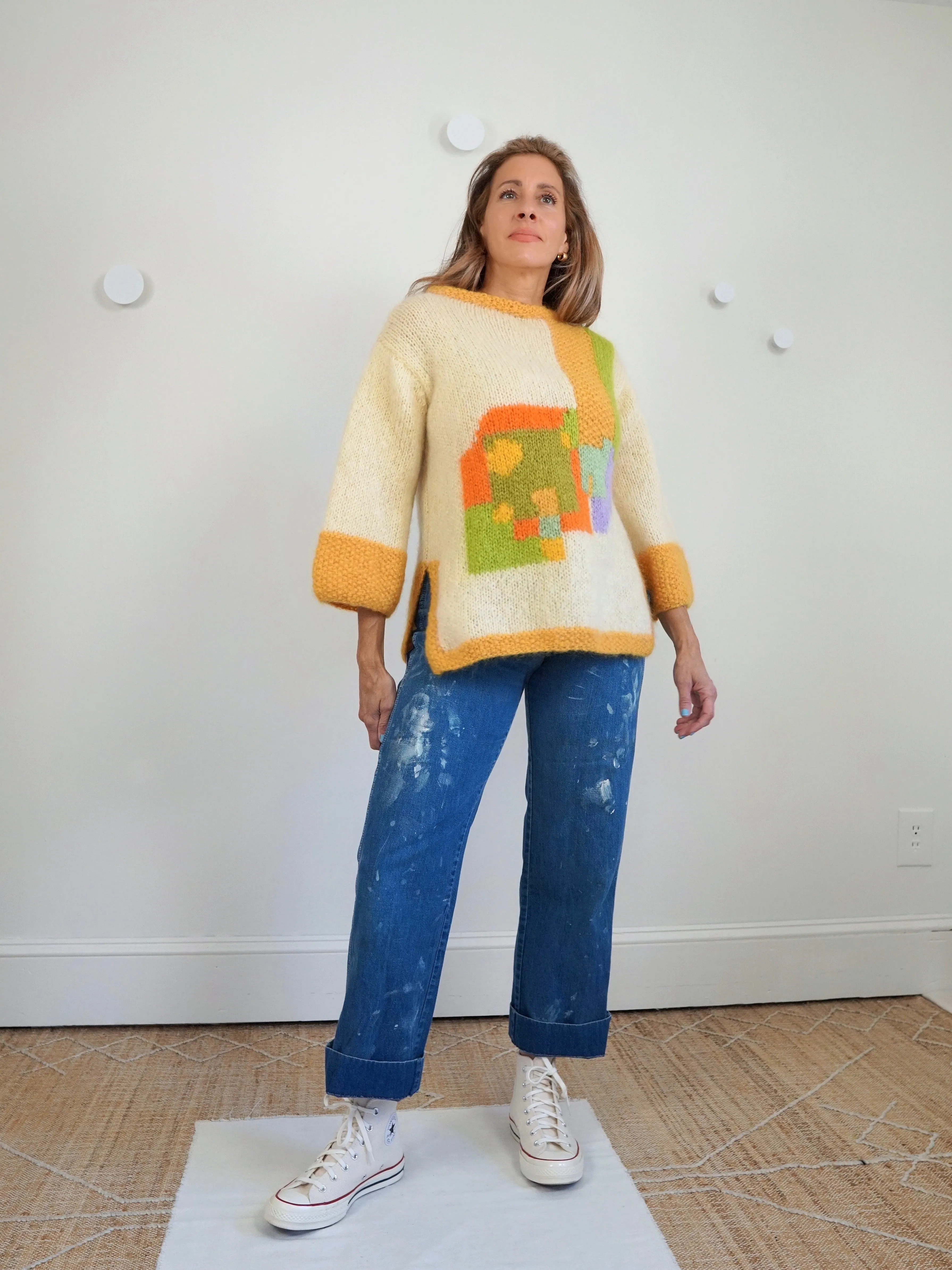 Vintage 60's Art To Wear Wool Sweater