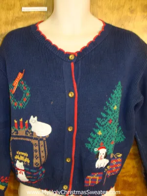 Vintage Dog and Cats 80s Ugliest Christmas Sweater