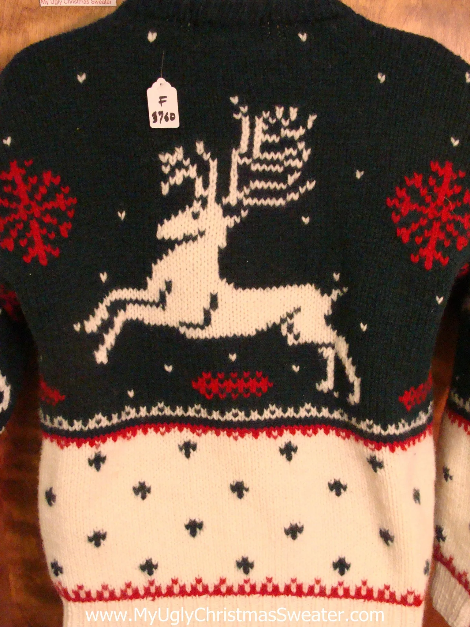 Vintage Leaping Reindeer Ugly Christmas Jumper Pullover