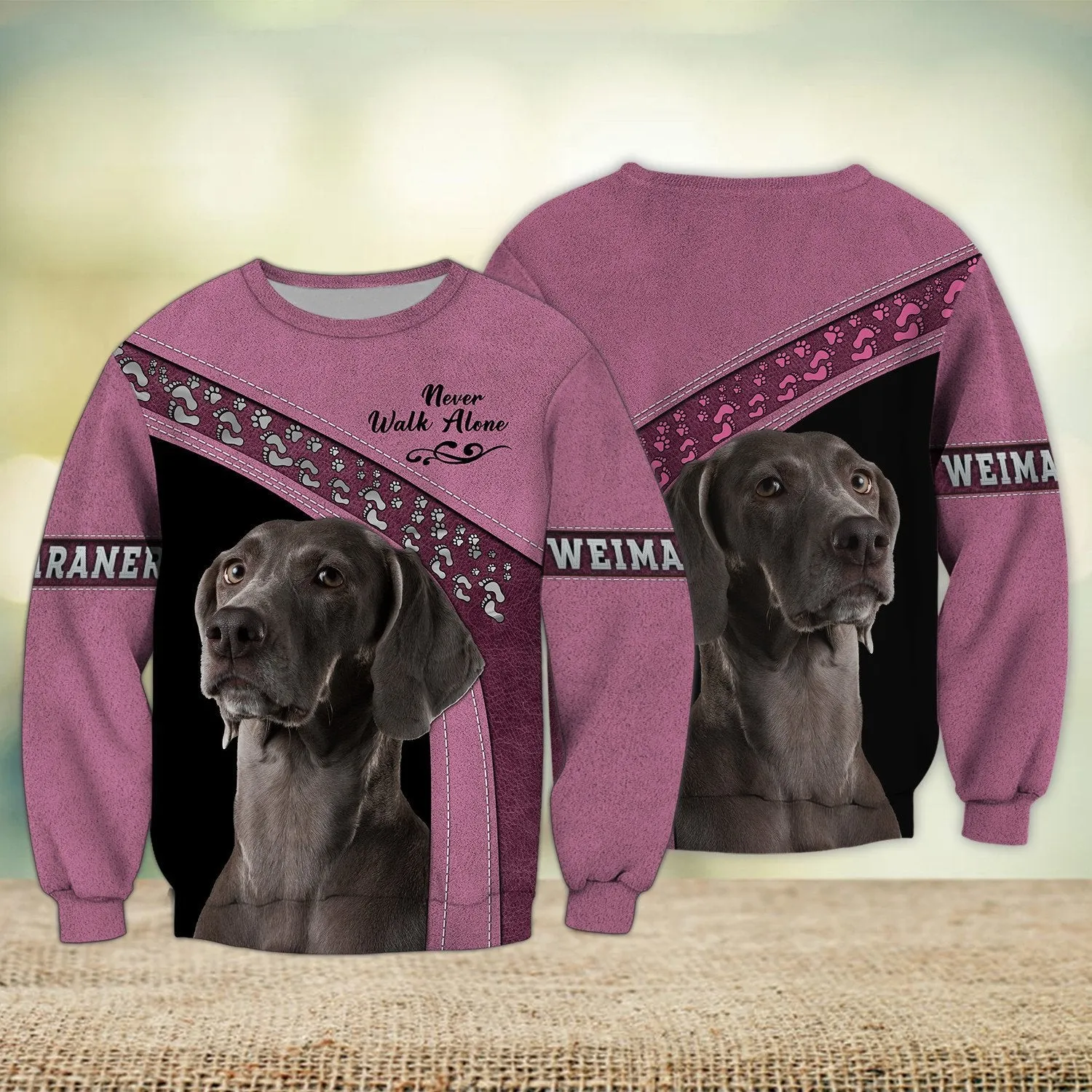 Weimaraner Love Grey and Pink Never Walk Alone 3D Full Print Shirts