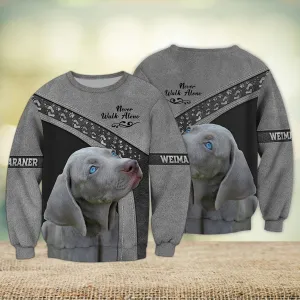 Weimaraner Love Grey and Pink Never Walk Alone 3D Full Print Shirts