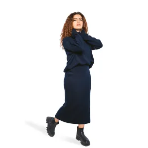 Women Pullover & Skirt set (2 pieces) - Dark Blue