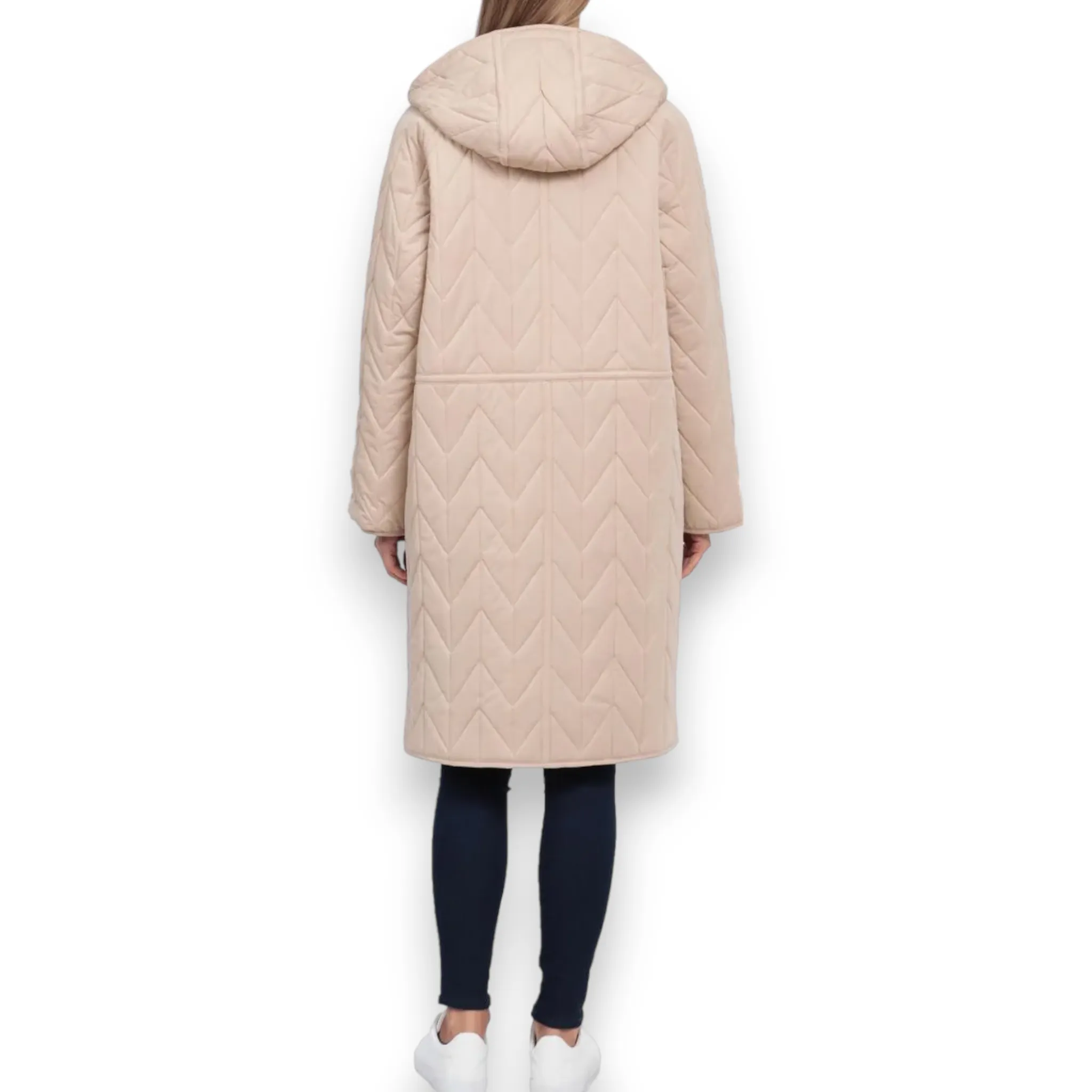 Women's Chevron Quilted Longline Coat