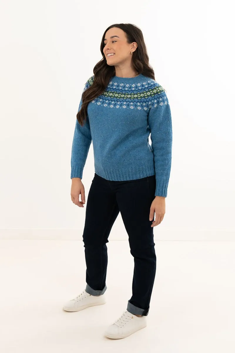 Womens Croft II Yoke Fair Isle Jumper - Blue