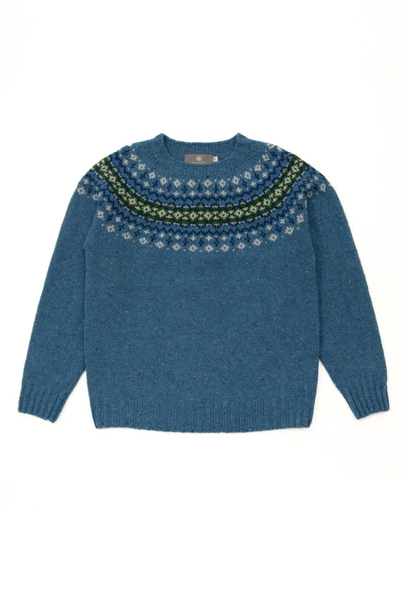 Womens Croft II Yoke Fair Isle Jumper - Blue