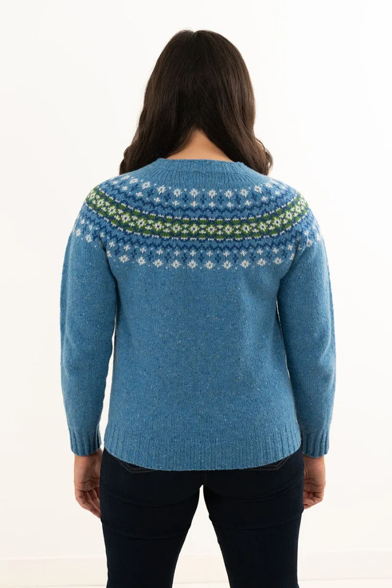 Womens Croft II Yoke Fair Isle Jumper - Blue