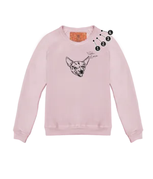 Women's Custom Pet Portrait Classic Crew Pullover with Mini Embroidery