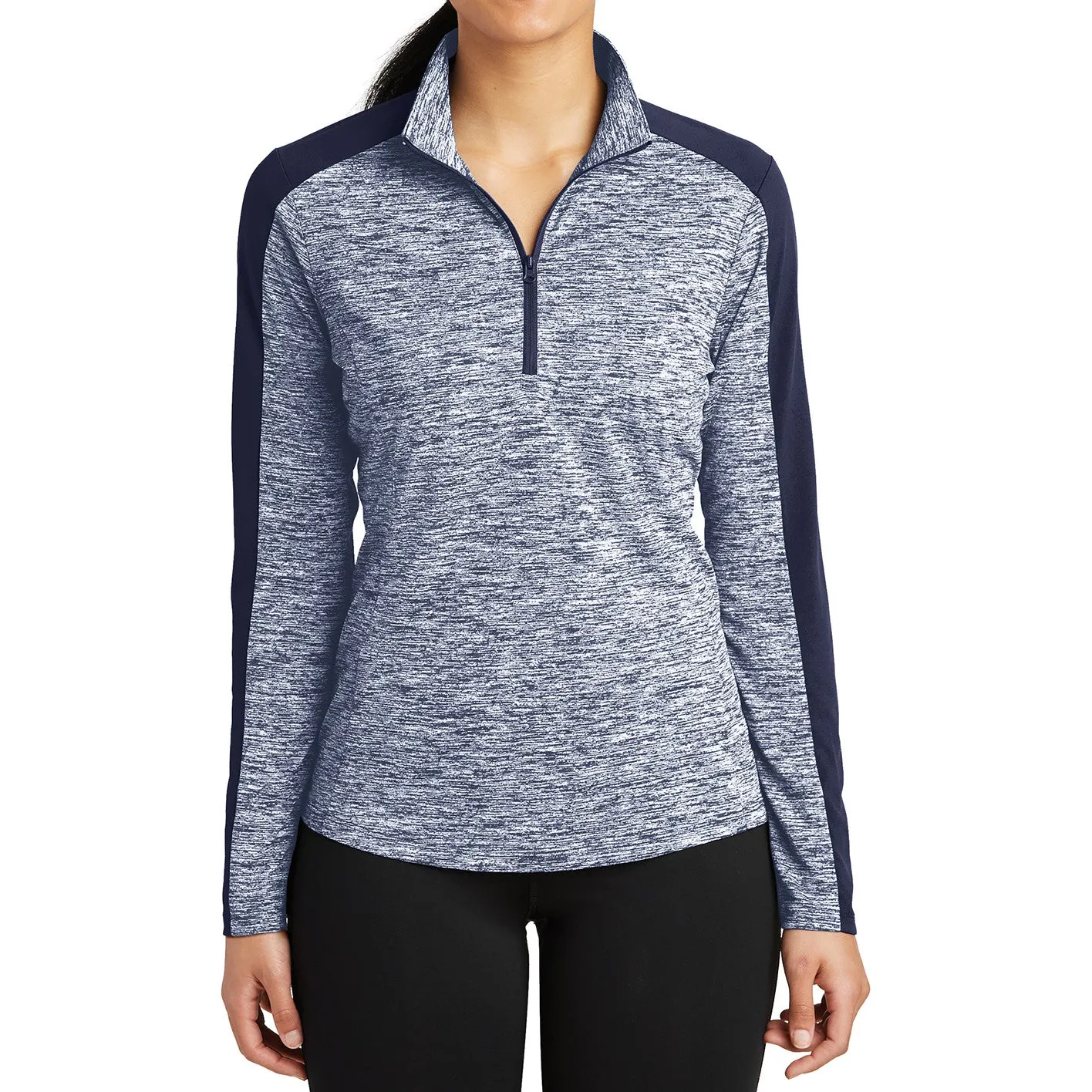 Women's PosiCharge Electric Heather Colorblock 1/4-Zip Pullover