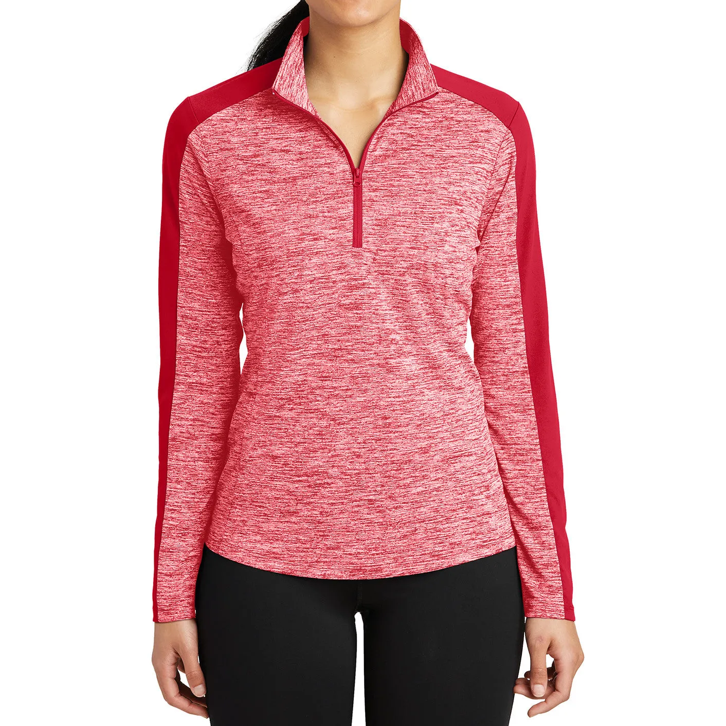 Women's PosiCharge Electric Heather Colorblock 1/4-Zip Pullover