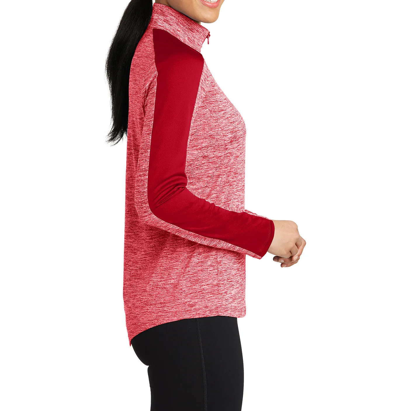 Women's PosiCharge Electric Heather Colorblock 1/4-Zip Pullover