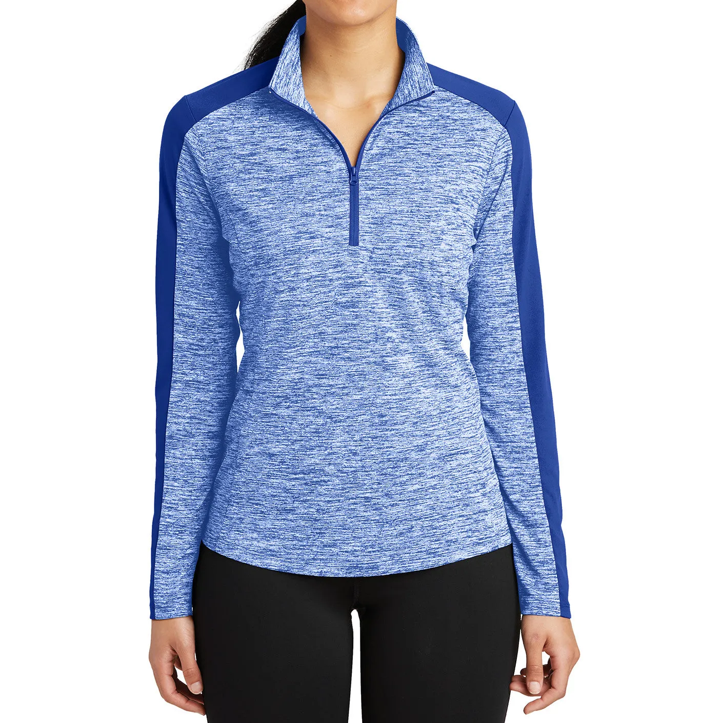 Women's PosiCharge Electric Heather Colorblock 1/4-Zip Pullover