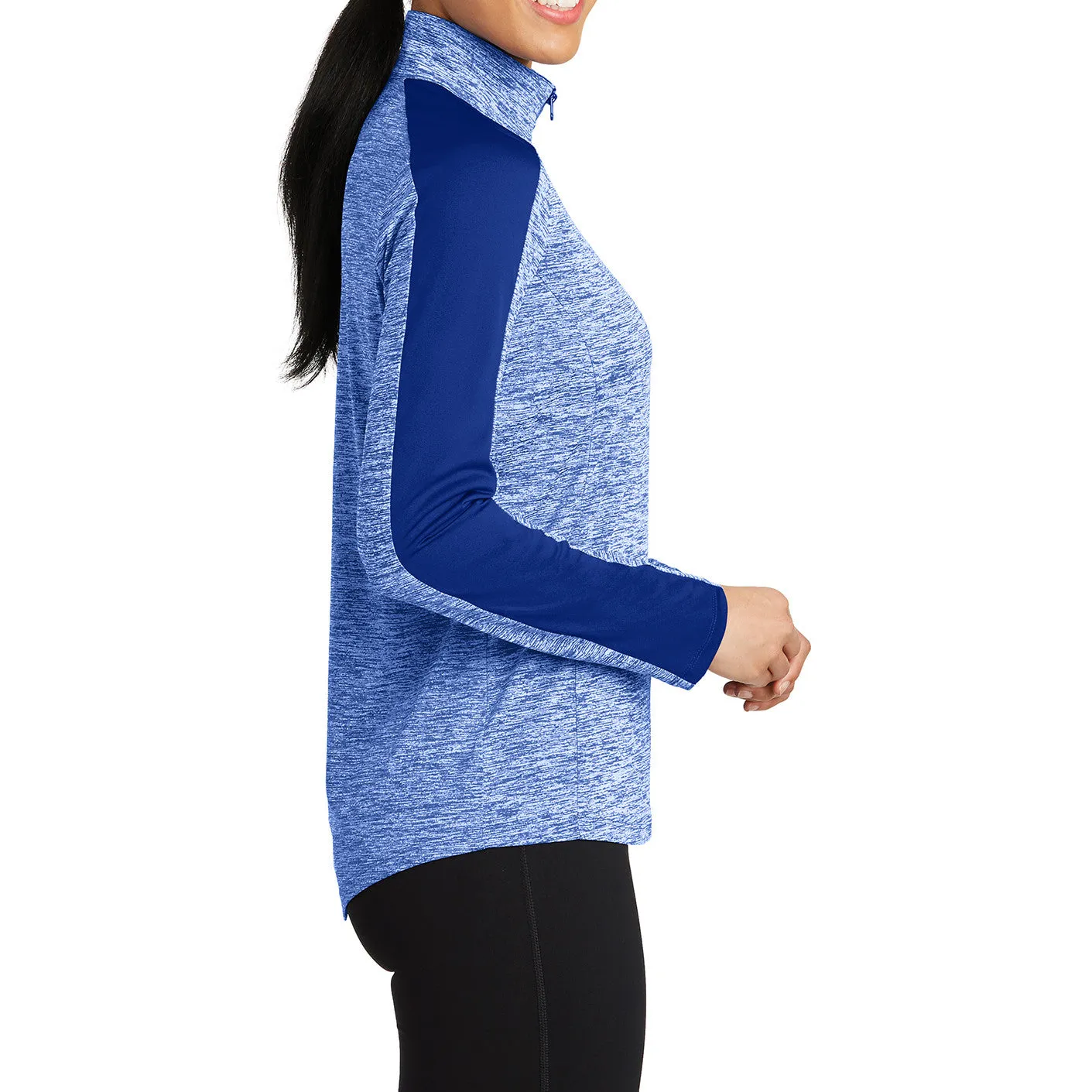 Women's PosiCharge Electric Heather Colorblock 1/4-Zip Pullover