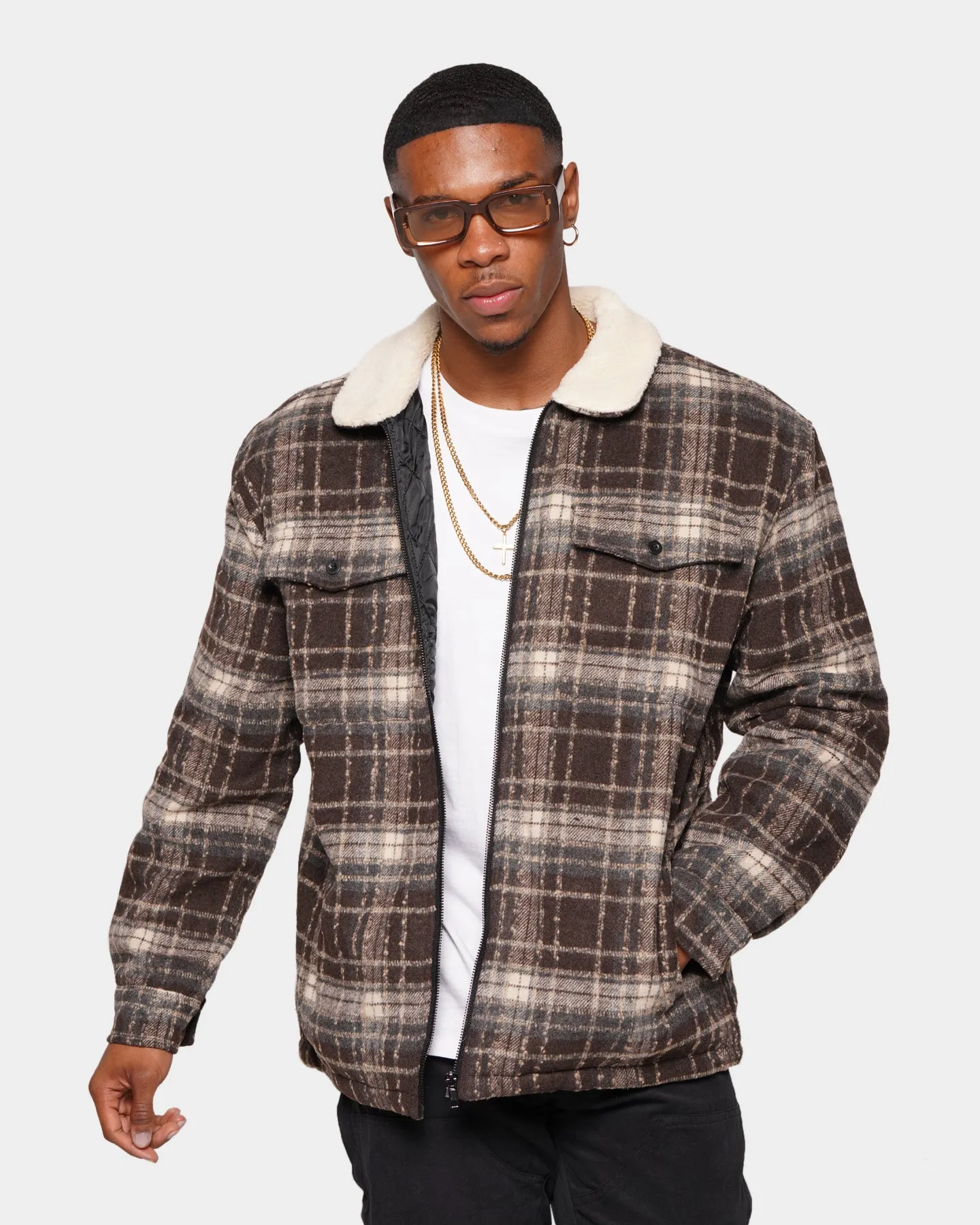 XXIII Tex Sherpa Flannel Jacket Brown/White