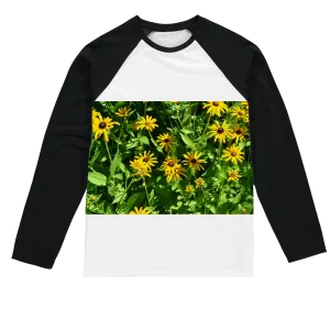 Yellow Flowers Sublimation Baseball Long Sleeve T-Shirt